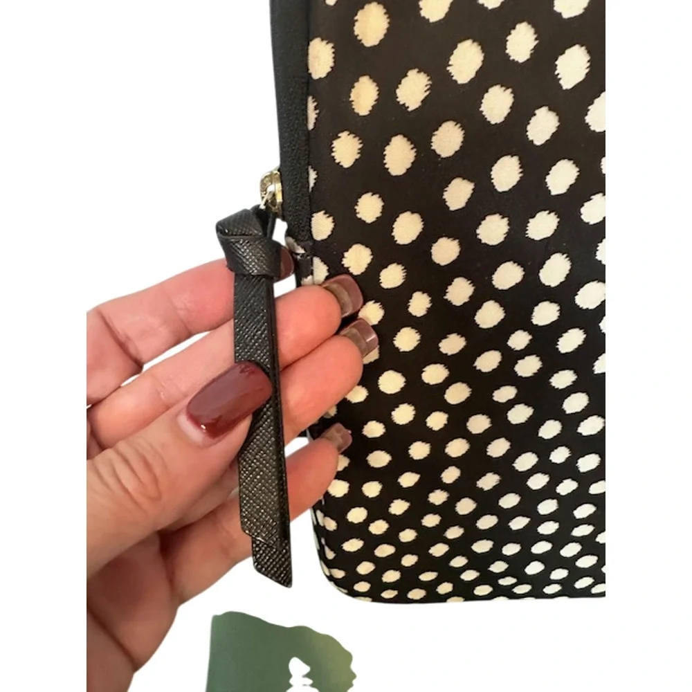 Kate Spade Black White Polka Dot Nylon Half Zip Laptop Case Sleeve Women